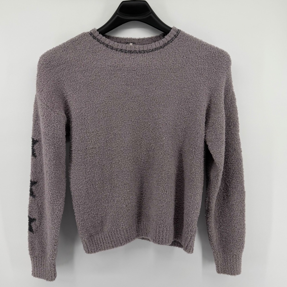 Hello Nite Women's Soft Charcoal Gray Star Long Sleeve Cozy Sweater Size Small
